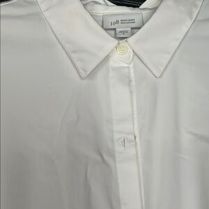 J. Jill White Oversized Dress Shirt with 3/4 Cuffed Sleeves and Side Slits